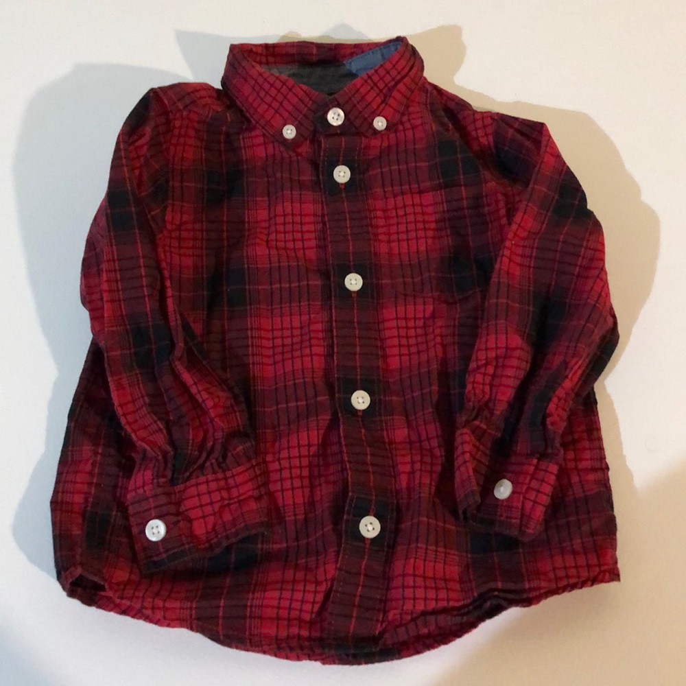 EUC Red plaid shirt 2T